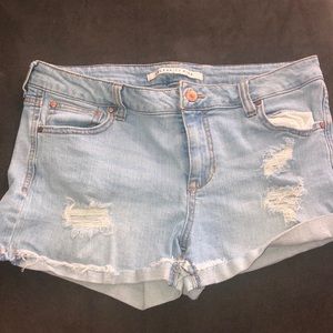 Ripped jean shorts